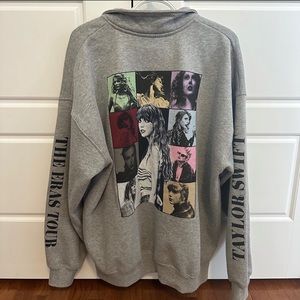 Taylor Swift Eras Tour Grey Quarter Zip Sweatshirt - Small
